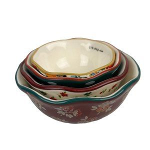 Pioneer Woman Nesting Measuring Cups Bowls, Floral Polka Dots Colorful Set of 4
